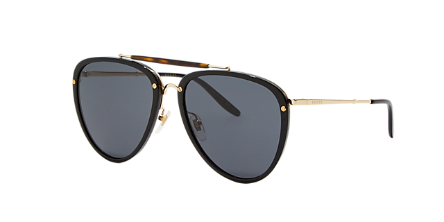 Gucci GG0672S 58 Grey & Gold Sunglasses | Sunglass Hut United 