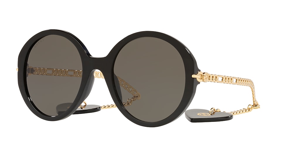 Gucci GG0726S 56 Grey & Black Sunglasses | Sunglass Hut USA