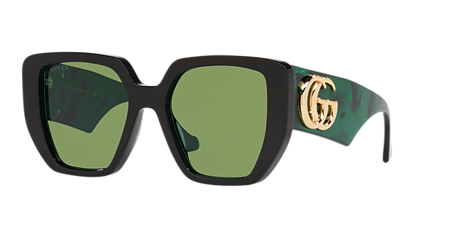 Gucci GG0956S 54 Green u0026 Black Sunglasses | Sunglass Hut United Kingdom