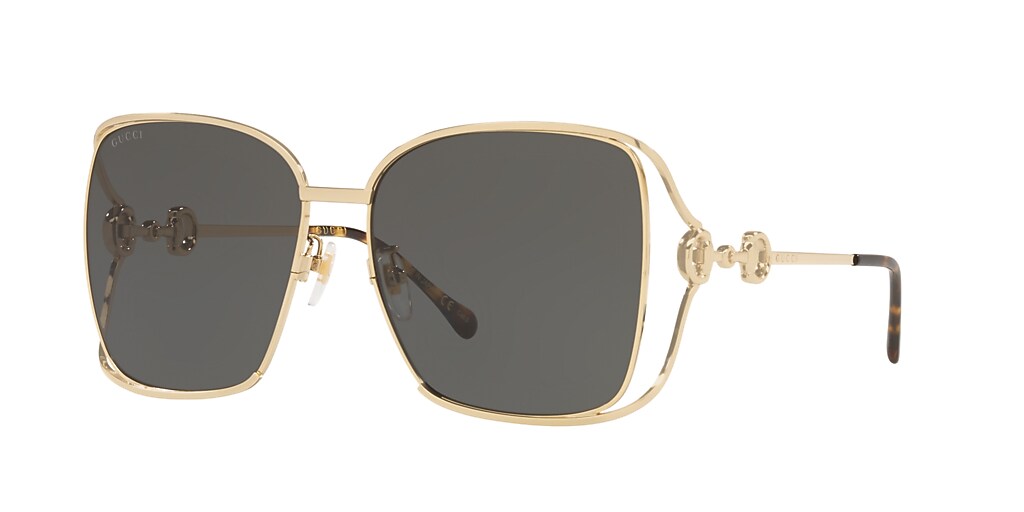 Gucci GG1020S 61 Grey & Gold Sunglasses | Sunglass Hut USA