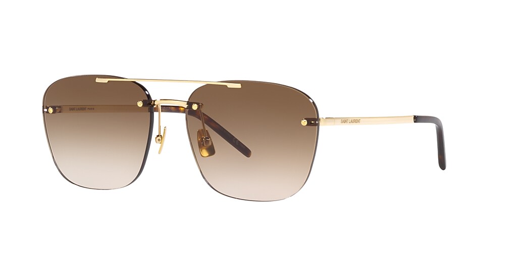 Saint Laurent SL 309 Rimless 58 Brown Gradient & Gold Sunglasses ...