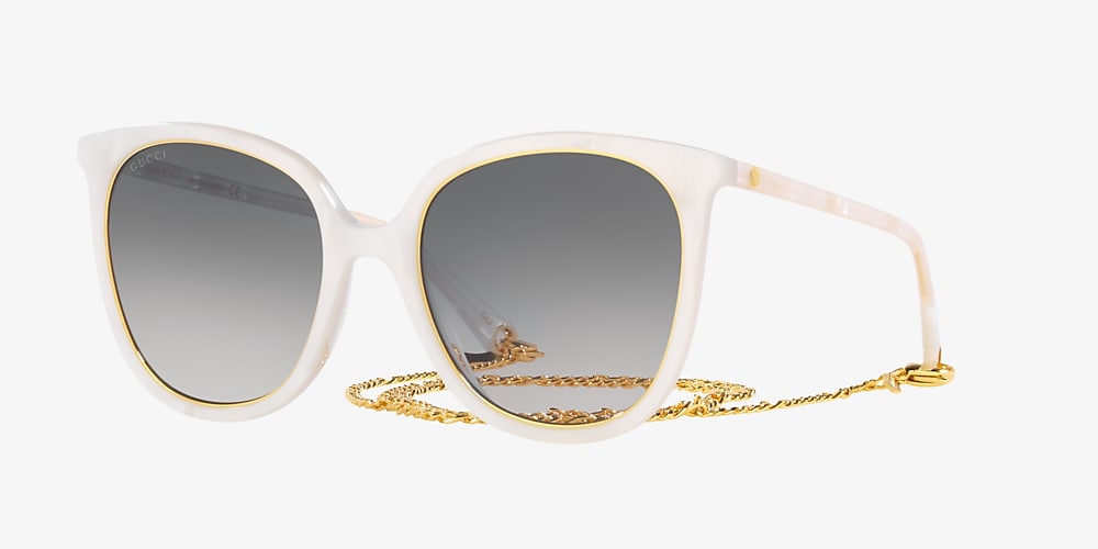 Vedhæftet fil Gå til kredsløbet i går Gucci GG1076S 56 Clear & White Sunglasses | Sunglass Hut USA