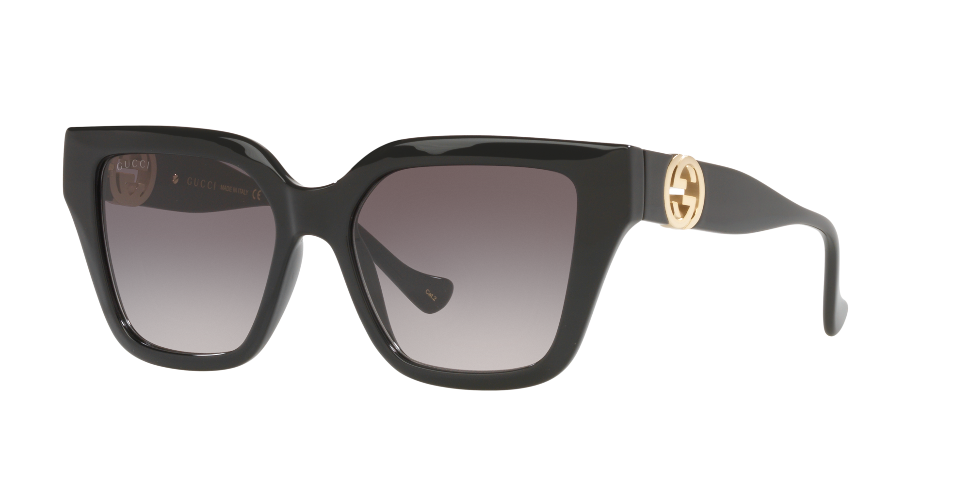 Rectangular frame sunglasses in black acetate | GUCCI® US