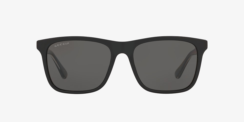 Gucci GG0381SN 57 Black & Black Polarized Sunglasses