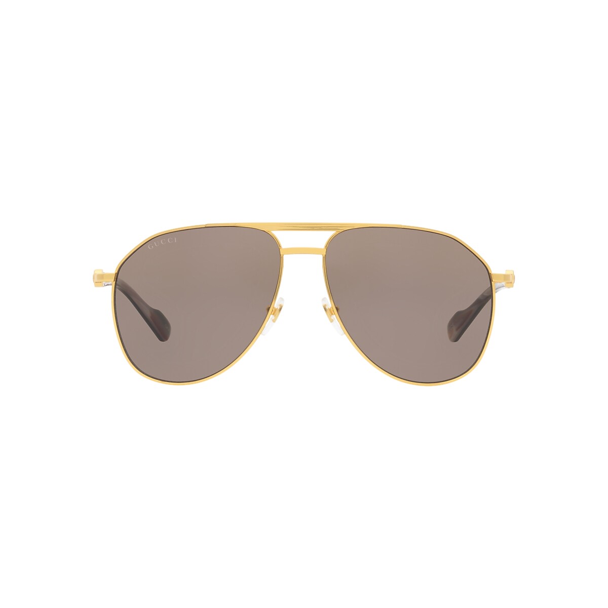 GUCCI GG1220S Gold Clear - Man Luxury Sunglasses, Brown Lens