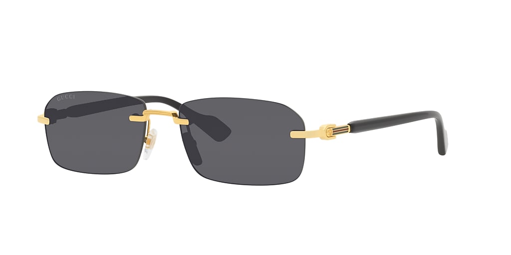 Gucci GG1221S 56 Grey & Gold Sunglasses | Sunglass Hut USA