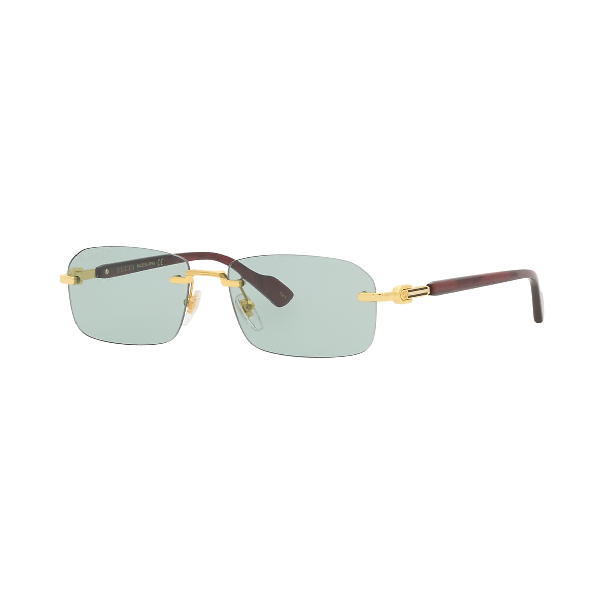 GUCCI GG1221S Gold - Men Luxury Sunglasses, Green Lens