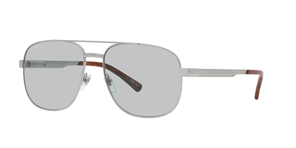 Gucci GG1223S 60 Gray & Silver Sunglasses | Sunglass Hut USA