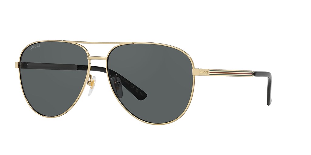 Gucci GG1233SA 63 Grey & Gold Sunglasses | Sunglass Hut Australia