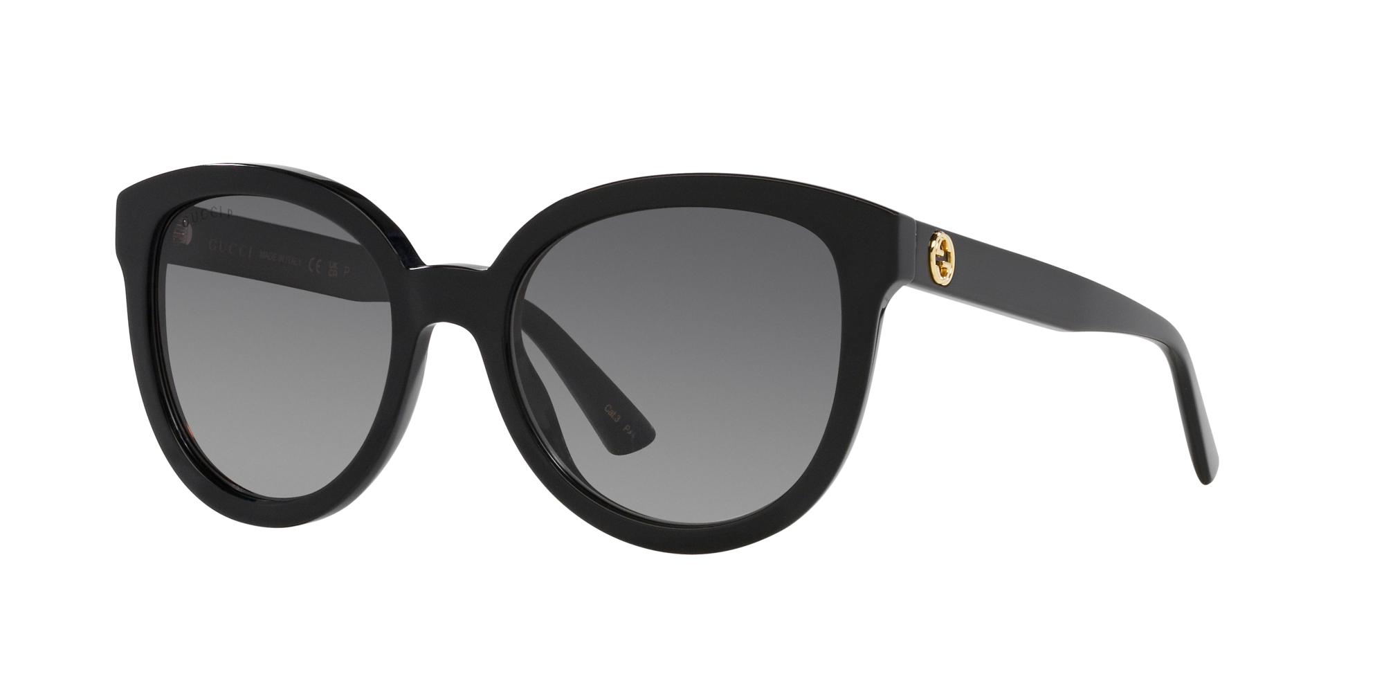 GUCCI GG0460S Womens Cateye Designer Polarized Sunglasses Gloss Black/Gold  53 mm - Polarized World