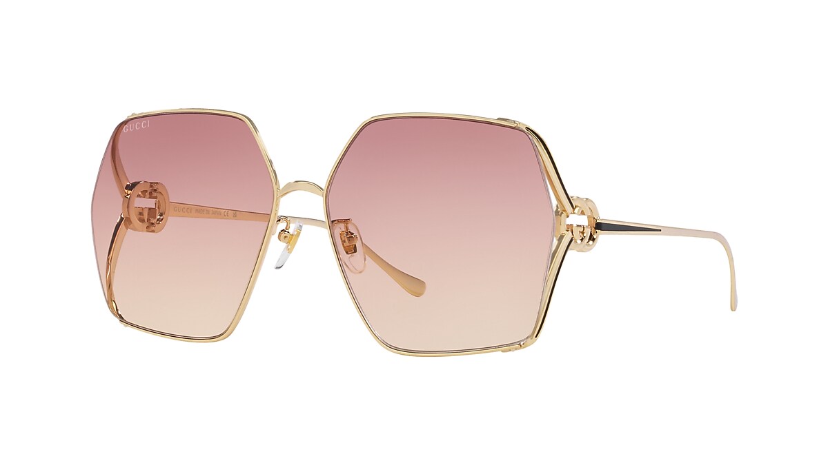 GUCCI GG1322SA Gold - Woman Luxury Sunglasses, Pink Lens