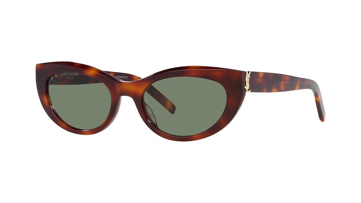 SAINT LAURENT SLM115 Tortoise Unisex Sunglasses Green Lens