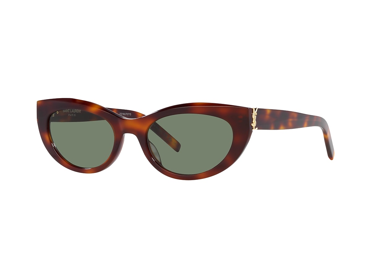 SAINT LAURENT SLM115 Tortoise Unisex Sunglasses Green Lens