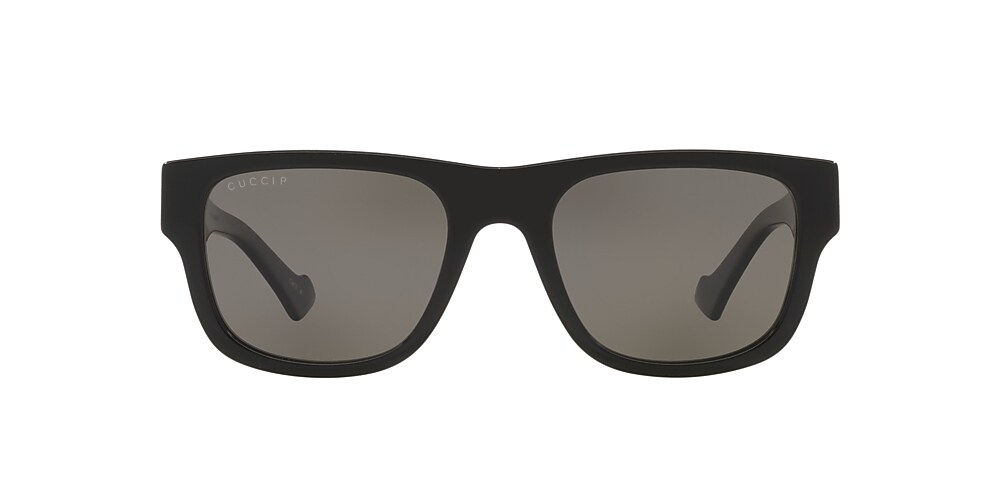 Gucci GG1427S 53 Grey & Black Shiny Polarized Sunglasses 