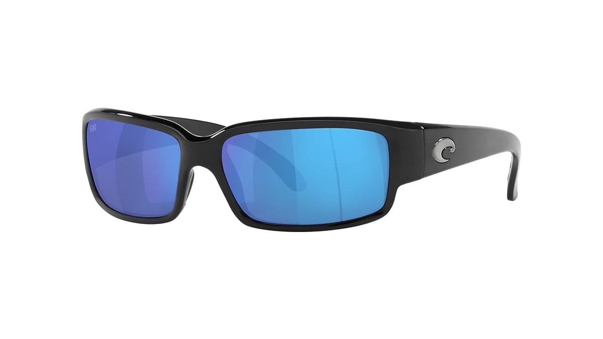 COSTA 6S9025 Shiny Black - Unisex Sunglasses, Blue Mirror Lens