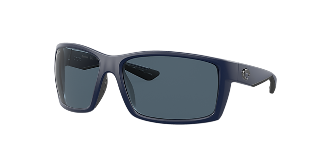 Costa Del Mar Mens Reefton Polarized Rectangular Sunglasses - Blackout/Blue  Mirrored - 64 mm 06S9007-90071764 - Jacob Time Inc