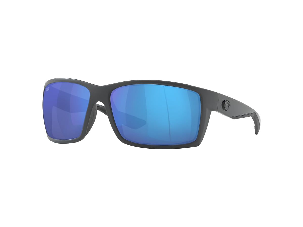 Costa Del Mar Mens Reefton Polarized Rectangular Sunglasses - Blackout/Blue  Mirrored - 64 mm 06S9007-90071764 - Jacob Time Inc