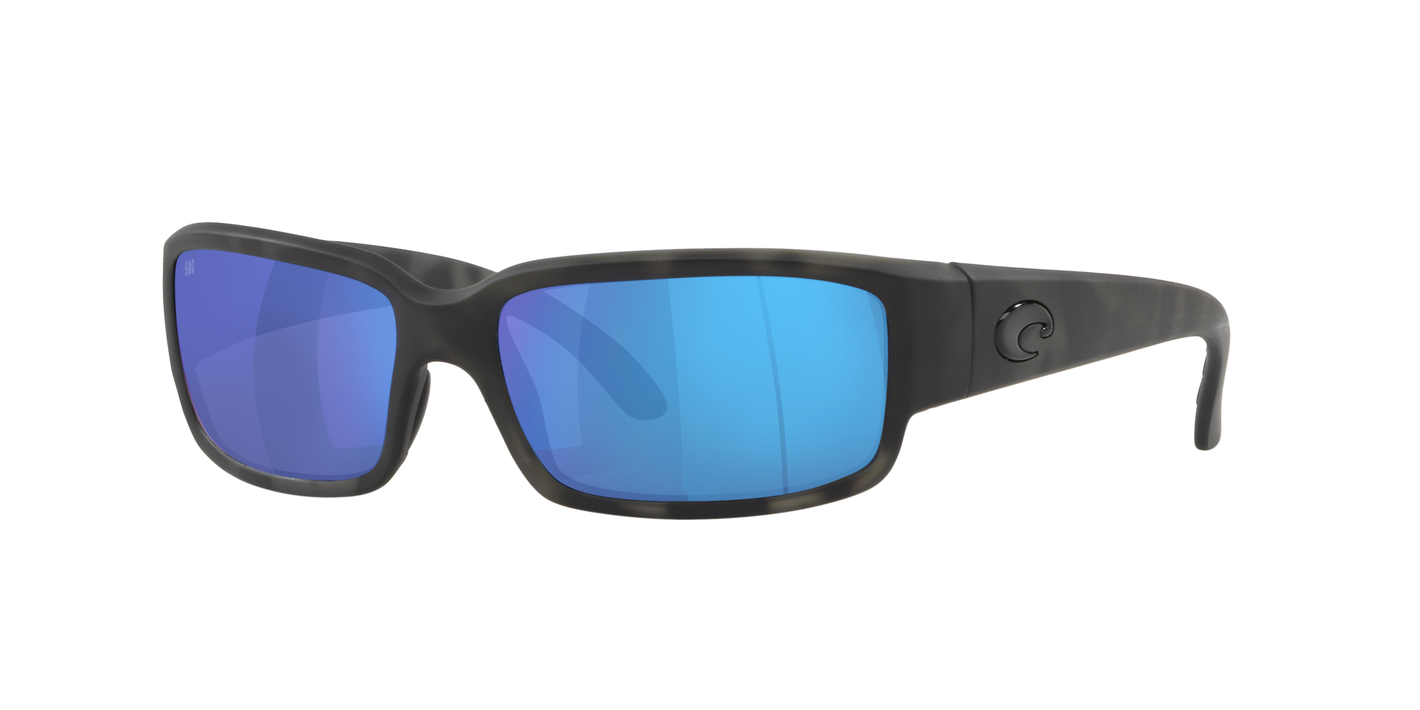 Costa Del Mar Mens Caballito Polarized Rectangular Sunglasses Matte Ocearch Tiger Shark/Grey Blue Mirrored Polarized-580G 59 mm