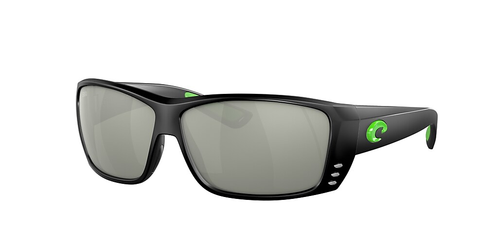 Costa 6S9024 Cat Cay 61 Gray Silver Mirror & Matte Black Green Logo Polarized Sunglasses