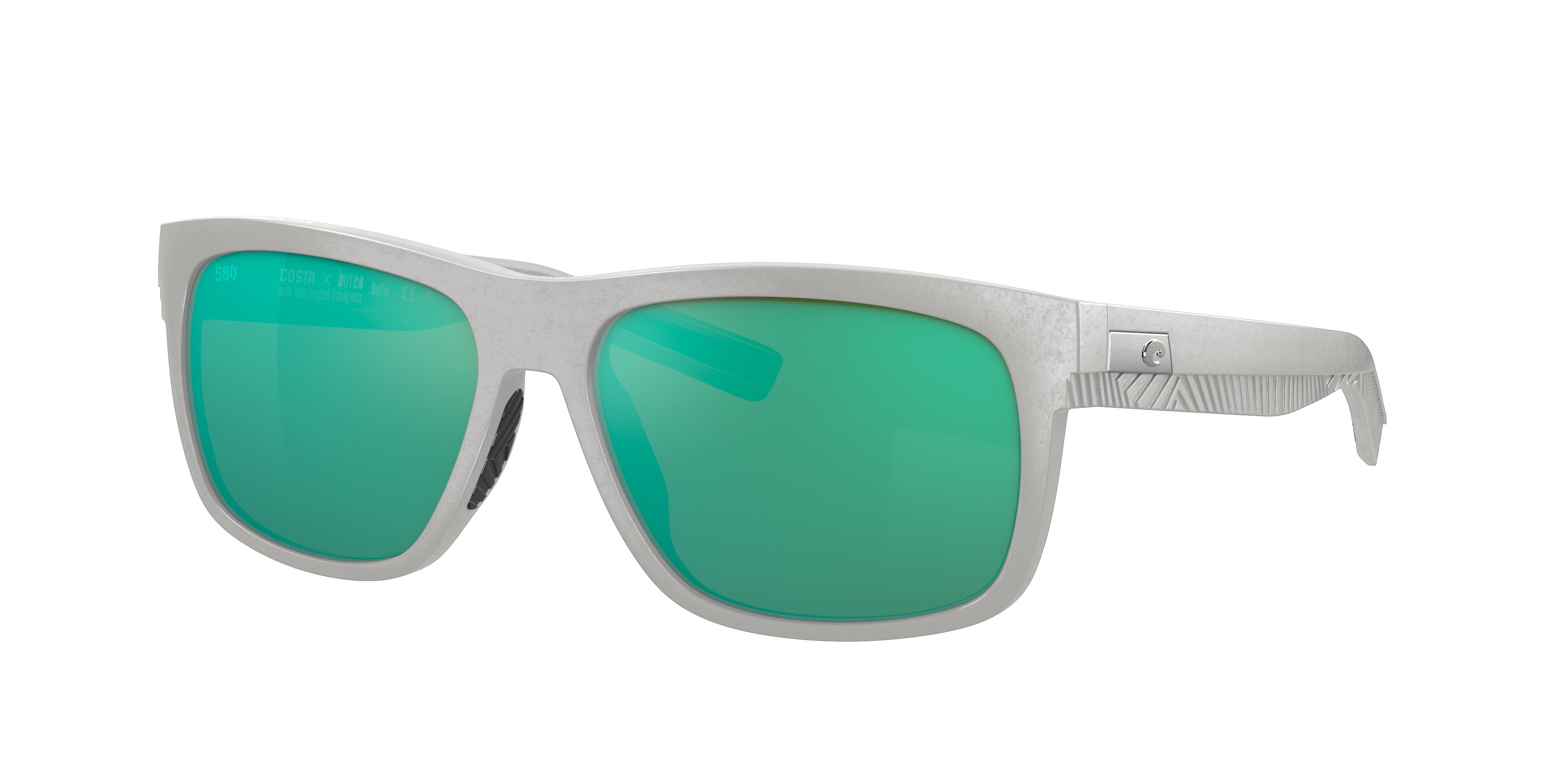 Costa 6S9030 Baffin 58 Green Mirror  Net Gray With Gray Rubber Polarized  Sunglasses | Sunglass Hut USA